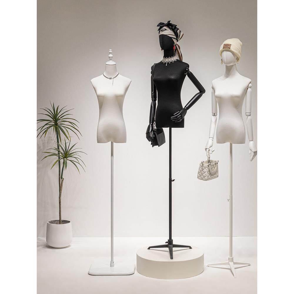 服装店黑色白色模特道具女装半身假人台女装店橱窗模特展示架全身