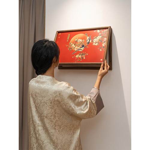 仪表箱装饰画新型仪表屏蔽箱电源新型中国风挂画餐厅高档木框可达