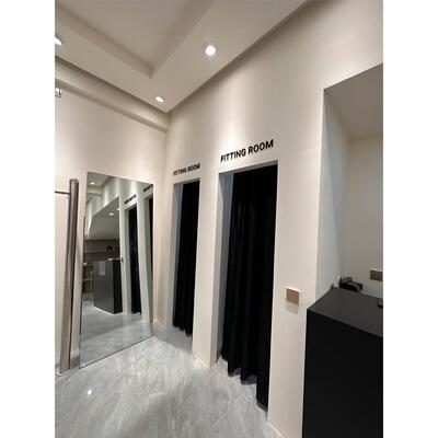 黑色现代简约更衣室拱形门隔断丝绒窗帘流行女装服装店试衣间门帘