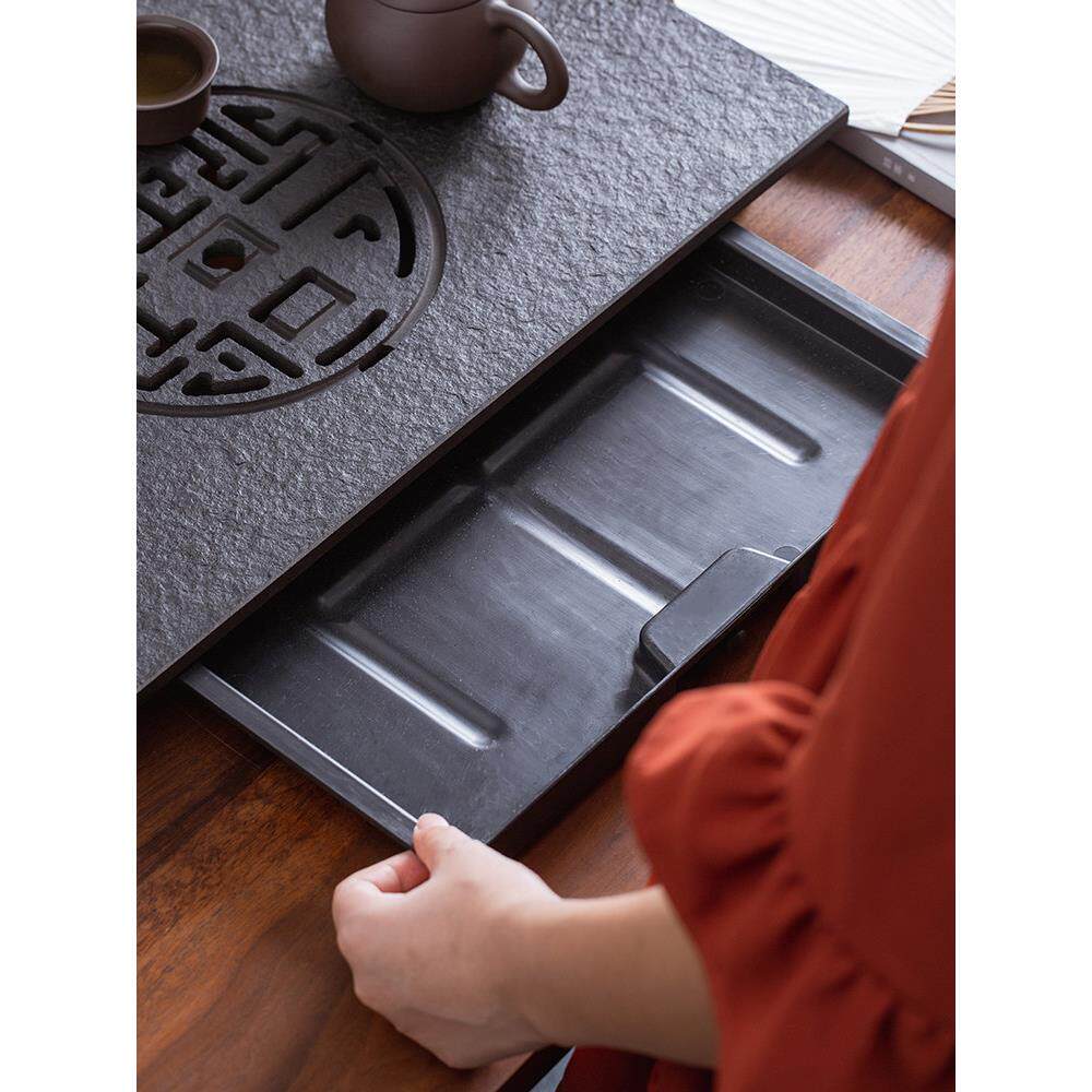 黑金石头茶盘家用托盘小干输液桌茶桌托盘排水托盘排水型功夫无障