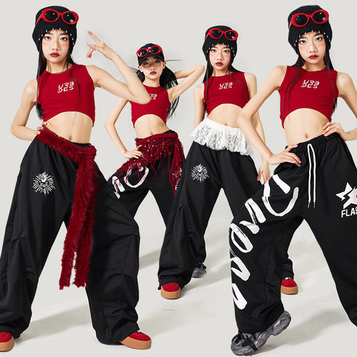 2026新款女童爵士舞演出服少儿背心jazz练功服上衣儿童街舞女