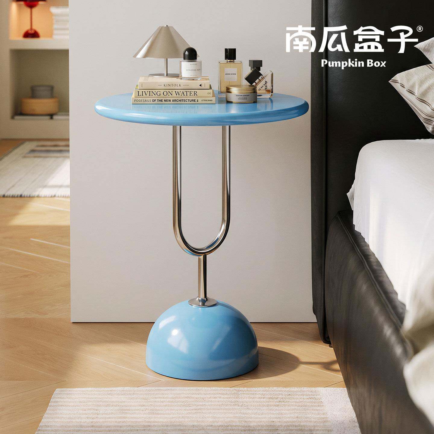 多巴胺床头柜替代神器新款床边卧室置物架家用实木轻奢圆形小边几