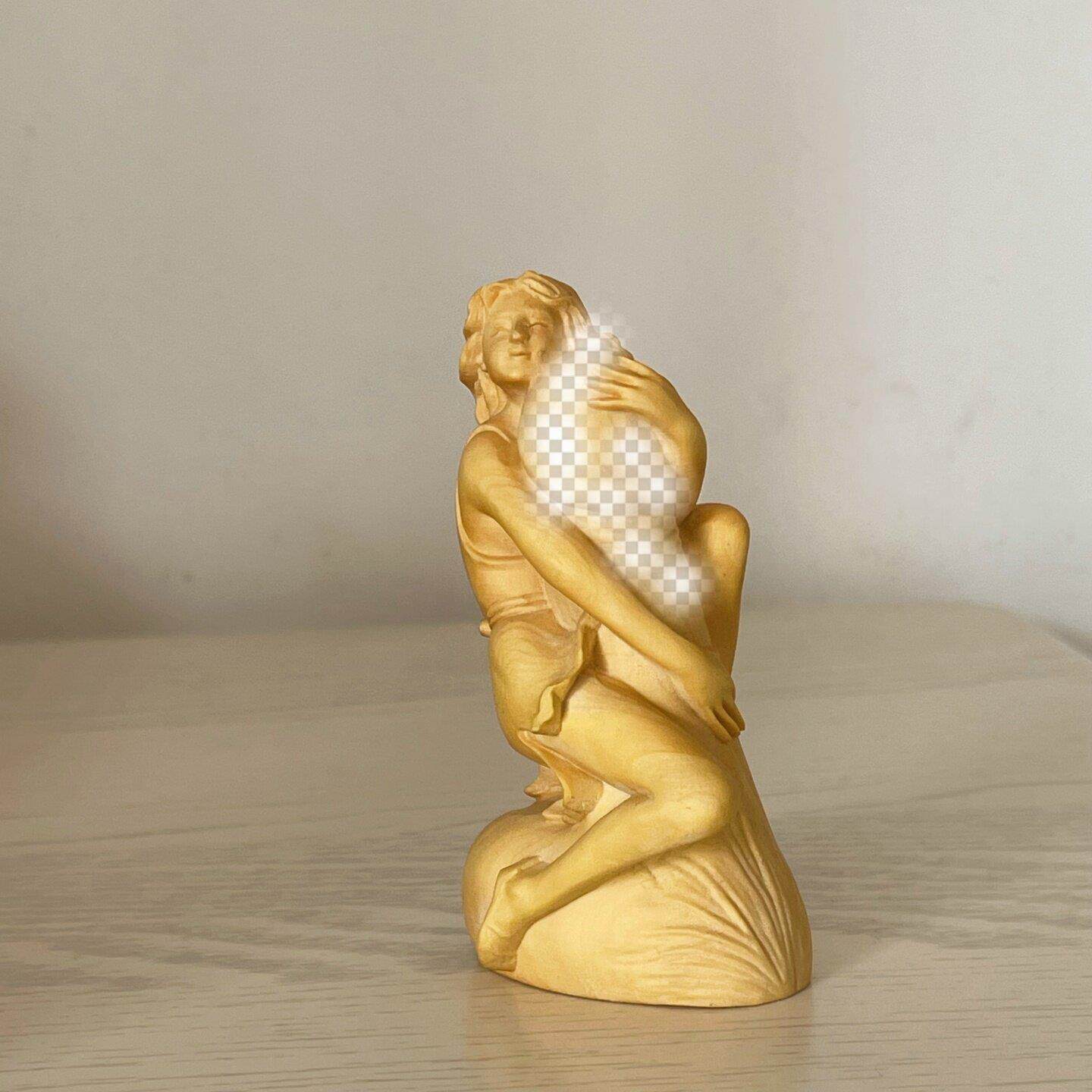 美女摆件新奇特工艺品艺术中式手工雕刻文玩男女生命之根黄杨木雕