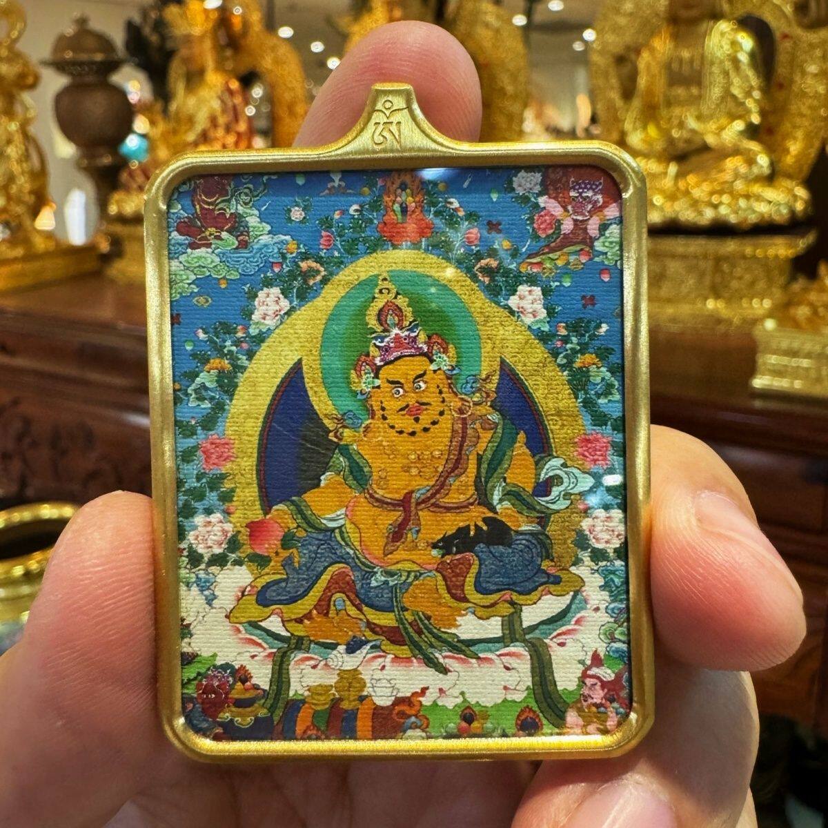黄财神唐卡手绘结缘画像财神佛像供奉摆台画家相框唐卡招财手绘密