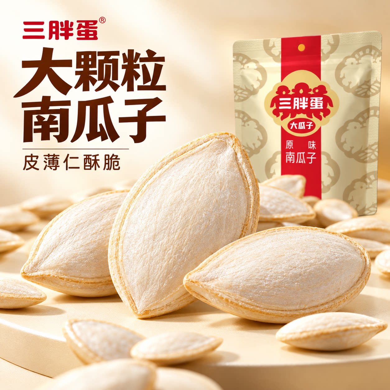 三胖蛋南瓜子原味五香盐焗味内蒙古大瓜子休闲零食坚果炒货160g装