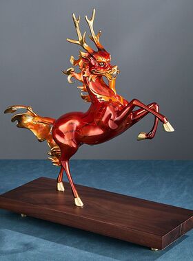 全铜麒麟摆件龙马精神工艺品纯铜火麒麟客厅玄关装饰乔迁开业礼品