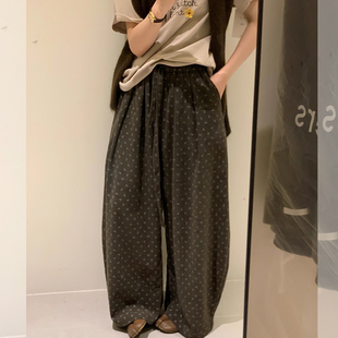 直筒百搭显瘦拖地长裤 孕妇磨毛碎花阔腿裤 韩版 休闲裤 秋冬外穿时尚
