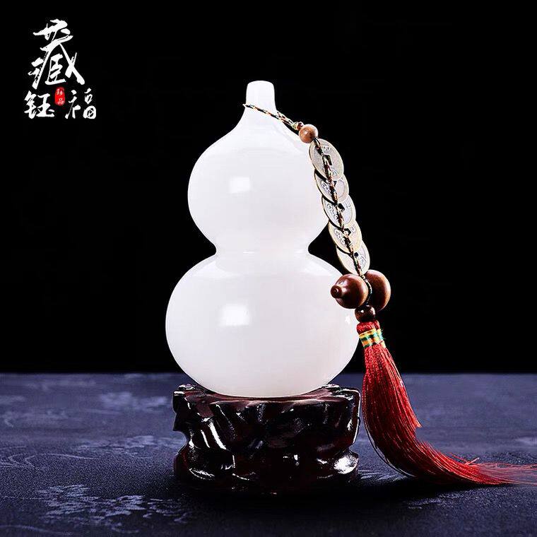 天然玉葫芦摆件中式家居客厅办公室玄关酒柜摆设开业乔迁新居礼品