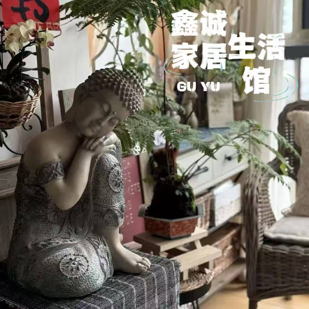 禅意坐佛雕塑庭院阳台花园坐姿睡佛雕像露台茶室书房摆件户外落地