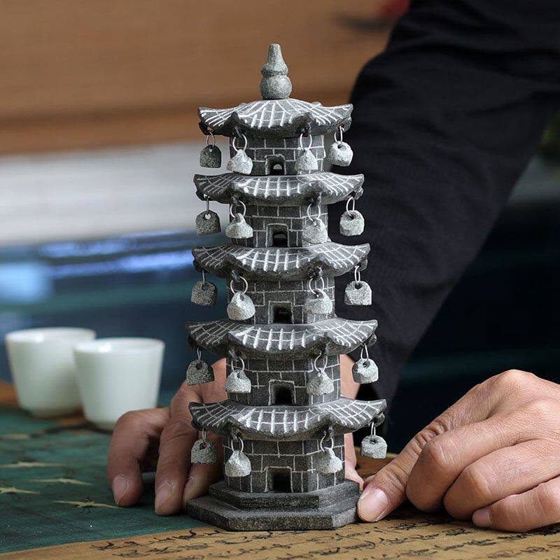 石雕小灯塔五层塔雕刻手工石灯塔摆件装饰假山鱼池造景茶室店铺塔