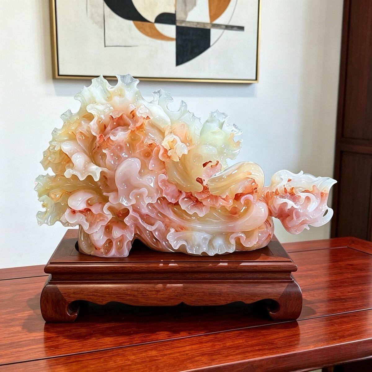 百财聚来玉石白菜摆件办公室桌面客厅玄关装饰品公司乔迁开业礼物