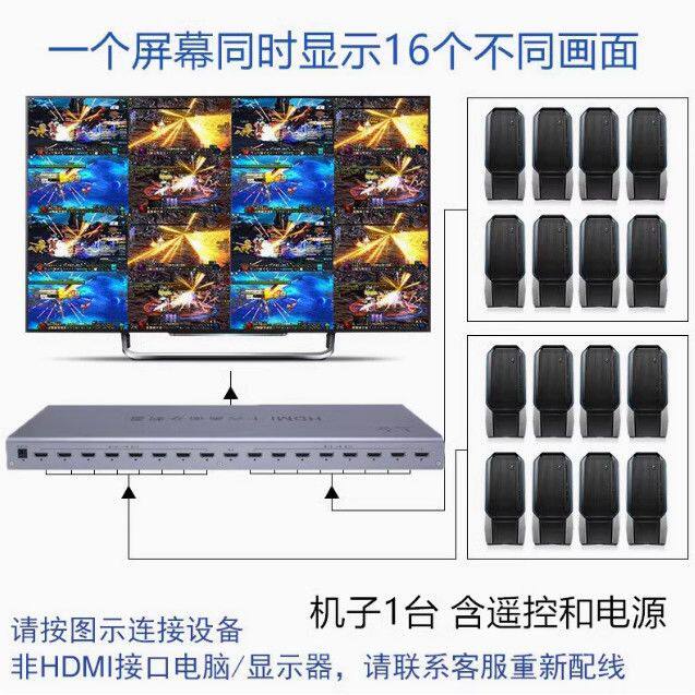 新款上合16口分割器16进1出分屏器搬砖勇士地下城魔兽搬砖 遥控按