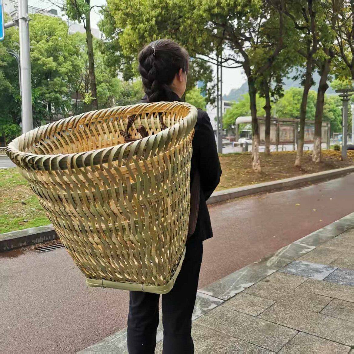 老式竹编重庆背篓手工编织大号成人采摘收纳买菜农村农用背筐背篓