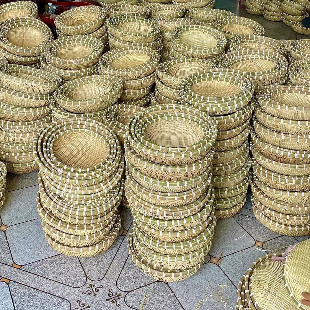 竹编簸箕竹制品馒头篮子家用圆形收纳洗菜淘米沥水水果篮箩筐