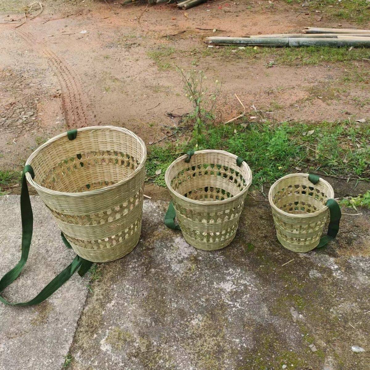 竹编收纳家用竹制品背箩手工编织道具采茶采摘箩舞蹈表演镂空背篓