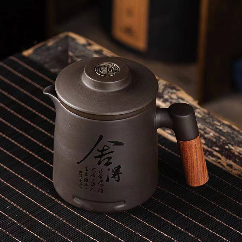 紫砂泡茶杯马克杯茶水分离茶杯家用办公室单壶泡茶壶大号个人茶具
