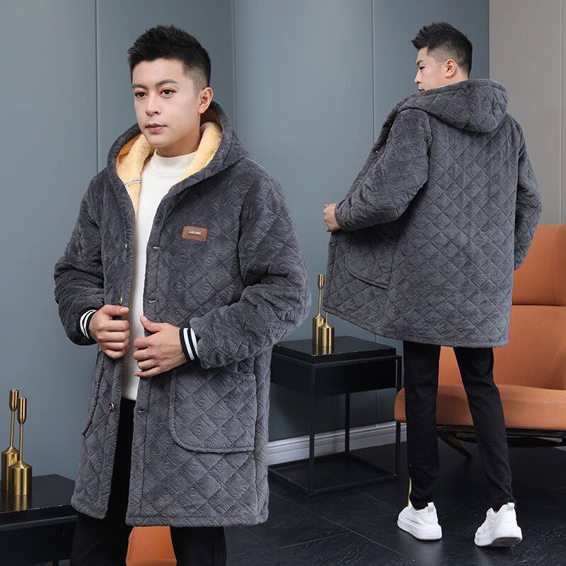 新款四川省服男士罩衣棉服中长款棉衣加绒外套加厚保暖工作服连帽