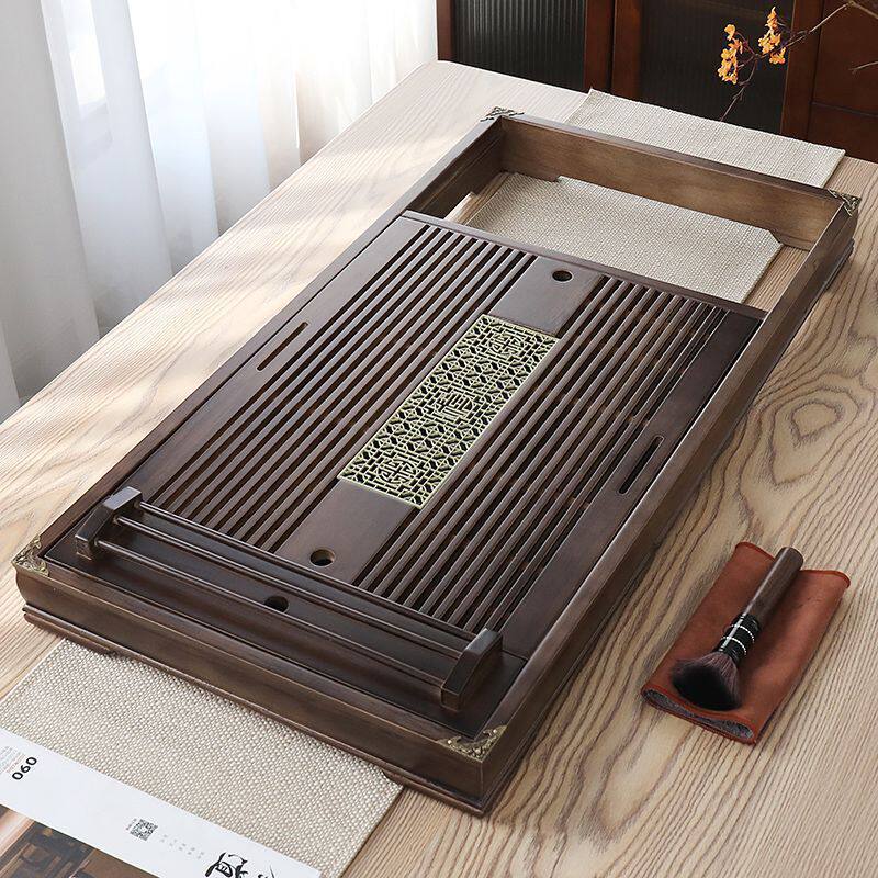 家用功夫茶具茶实木茶盘台茶海单框架一体大号简约茶托盘无电器