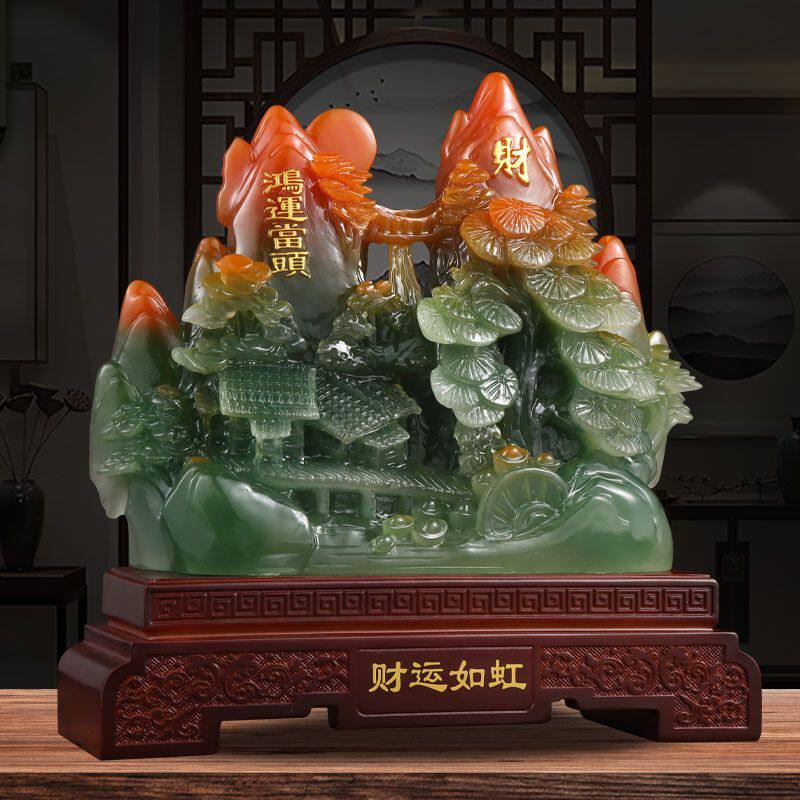 寿山石鸿运当头假山摆件客厅酒柜电视柜书房玄关摆件开业乔迁礼品