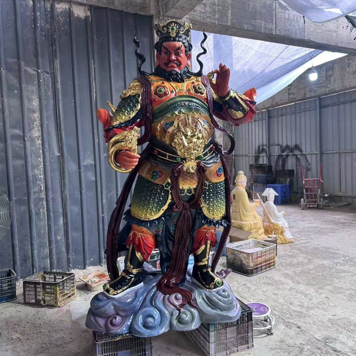 四大天王金刚寺庙护法铜雕大型玻璃钢增长广目木雕树脂神像佛像