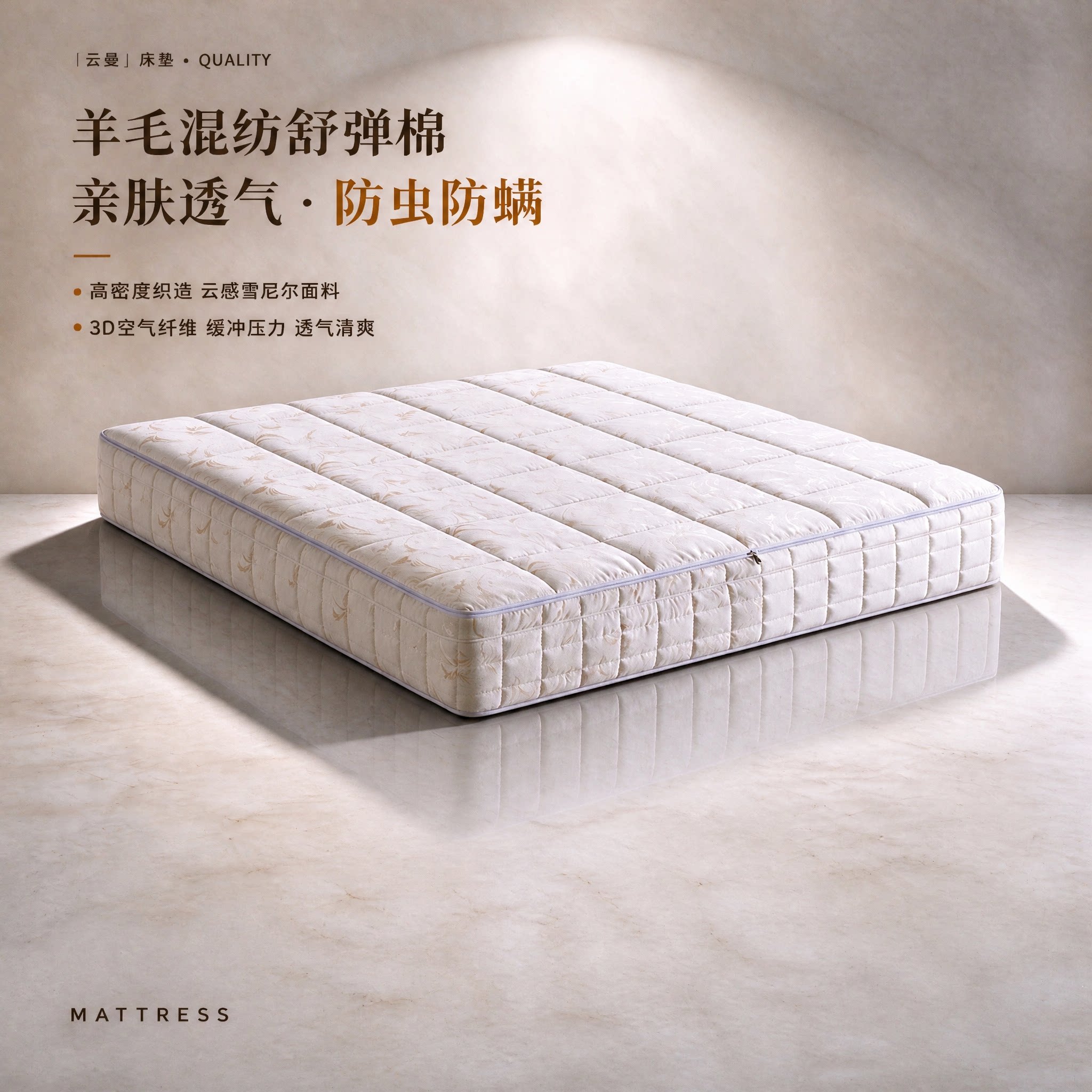 阿眠0胶水多重舒脊3D纤维棉床垫羊毛混纺透气静音可拆洗席梦思