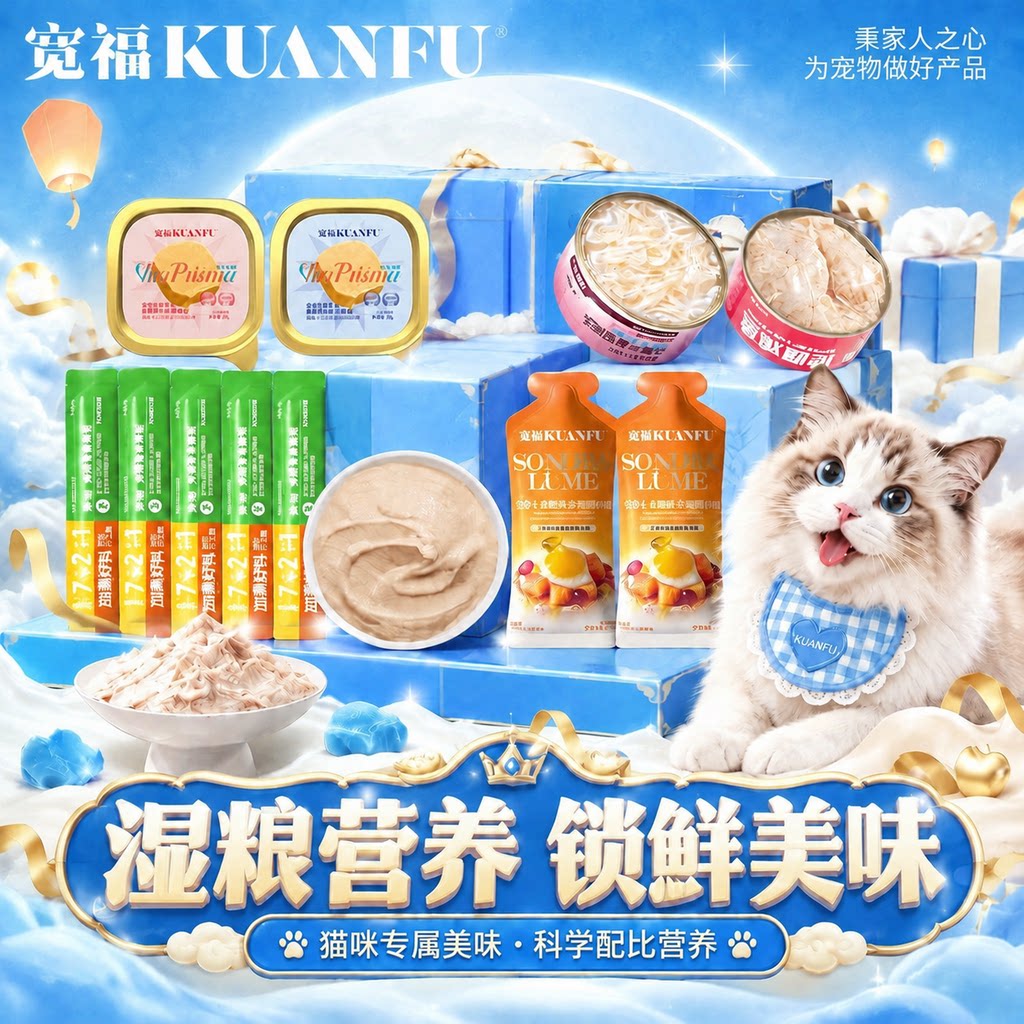【猫猫湿粮礼包】宽福全价成幼猫咪主食餐盒罐头猫条猫饭湿粮套装