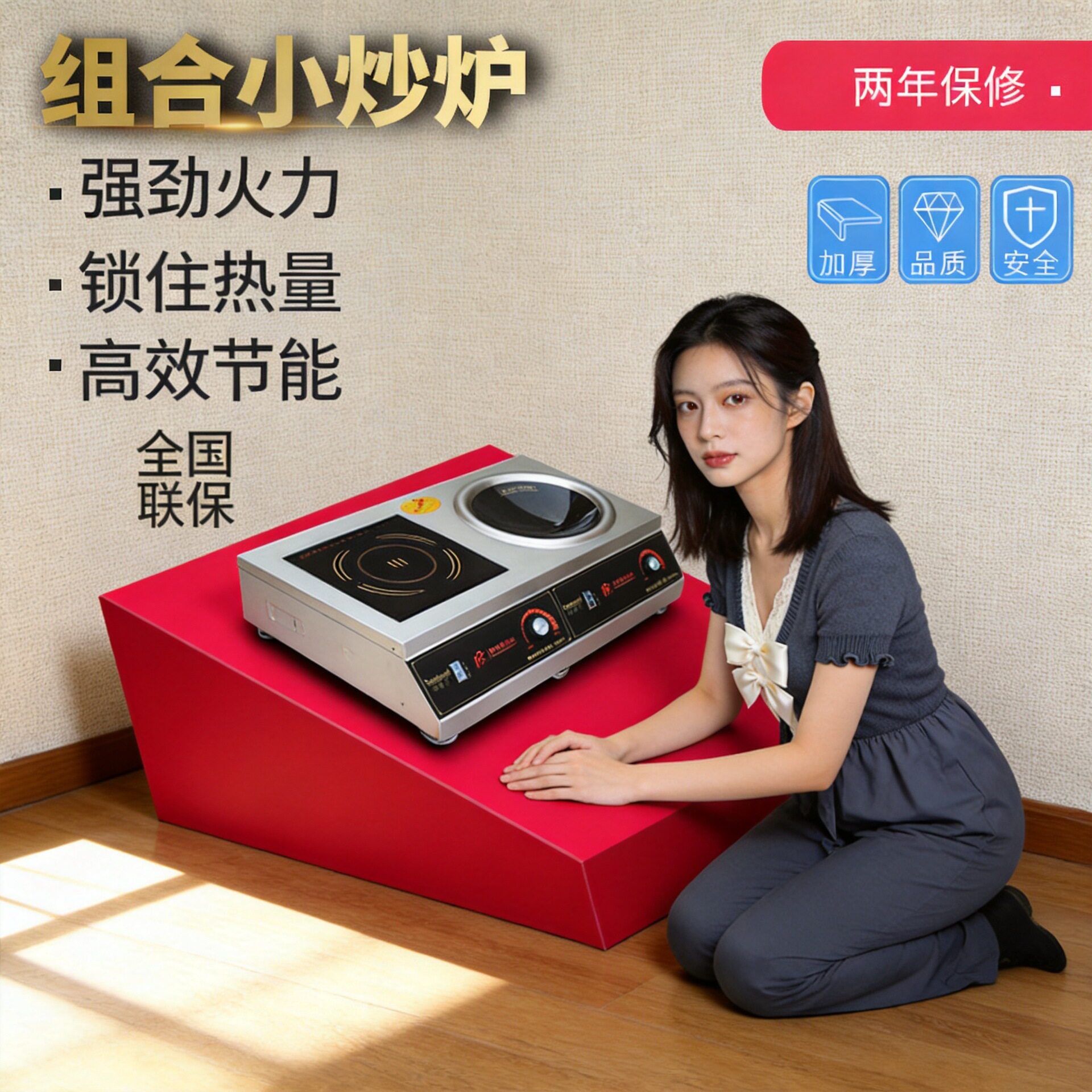 商用/家用电磁炉台式双灶平凹组合炉电炒炉5kw煲炒组合炉灶博士