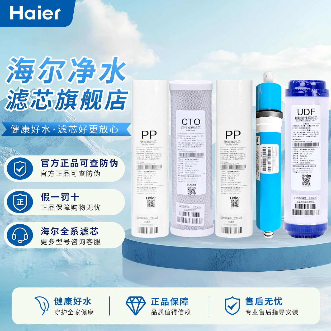 海尔施特劳斯净水器HSNF-300Q7U1/300Q8U1滤芯套装纳滤膜PP棉