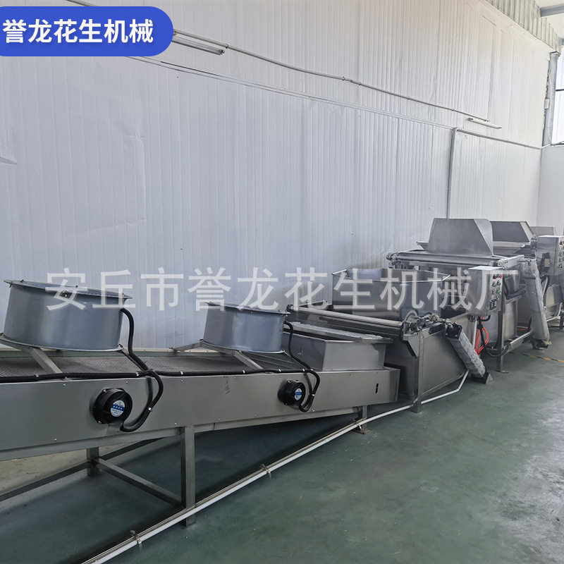 商用连续油炸花生米设备酒鬼花生蚕豆青豆食品不锈钢油炸流水线