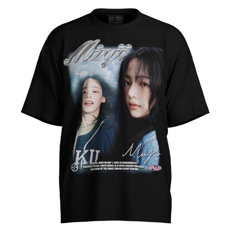 NJZ韩国女团NewJeans鲸T恤Minji金玟池印花短袖K-POP粉丝周边上衣图片