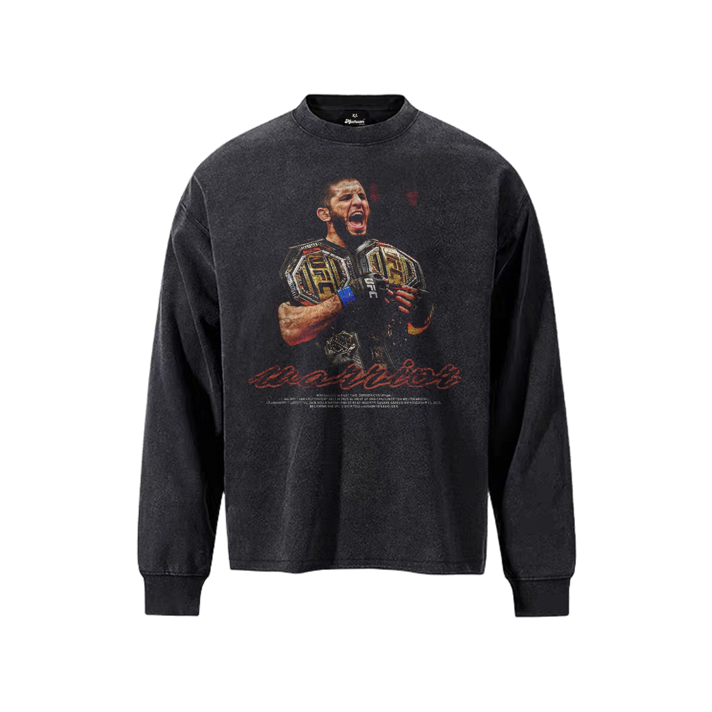 MUC马哈切夫双冠UFC印花长袖T恤美式高街重磅复古vintage连帽卫衣