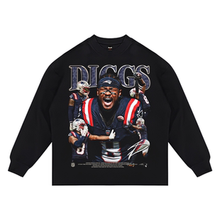 MUC迪格斯长袖T恤NFL球星美式高街重磅复古vintage橄榄球连帽卫衣