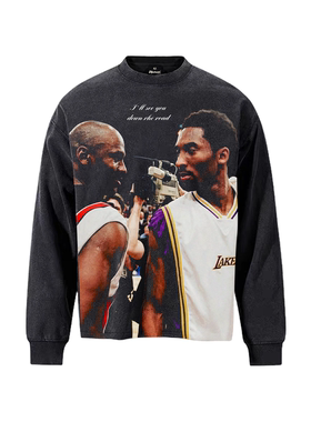 MUC科比kobe球星印花美式高街重磅复古vintage篮球运动长袖T恤