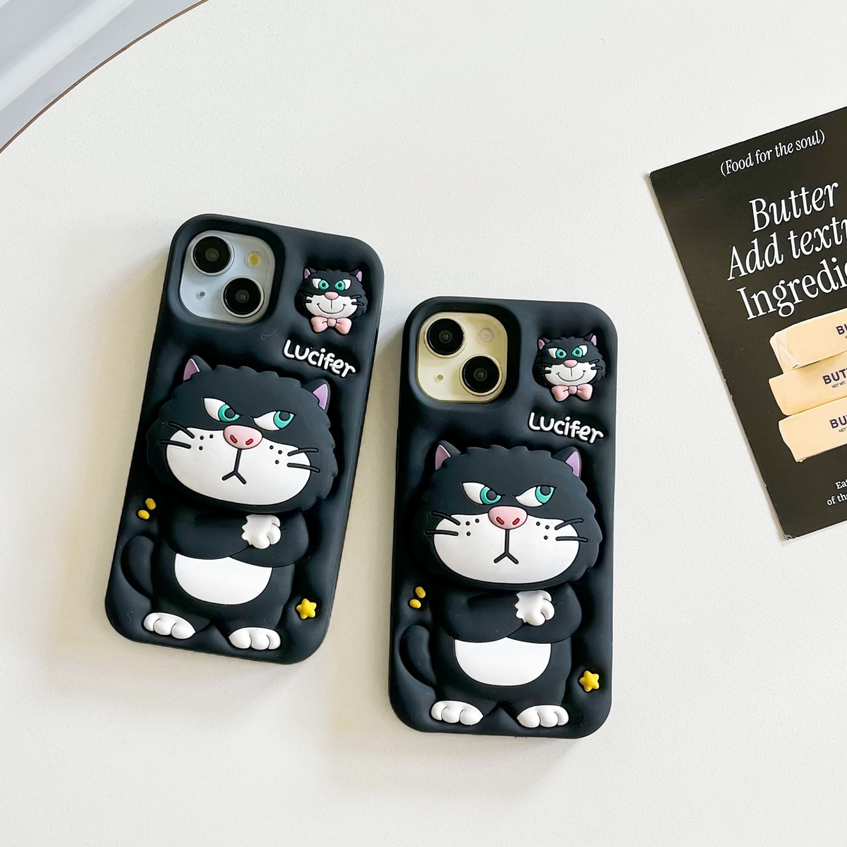 苹果15promax手机壳iphone14路西法猫咪13por卡通12可爱硅胶防摔全包边高出屏幕立体加厚适用新款软套