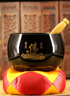 包邮佛具用品4-20纯黑色铜磬