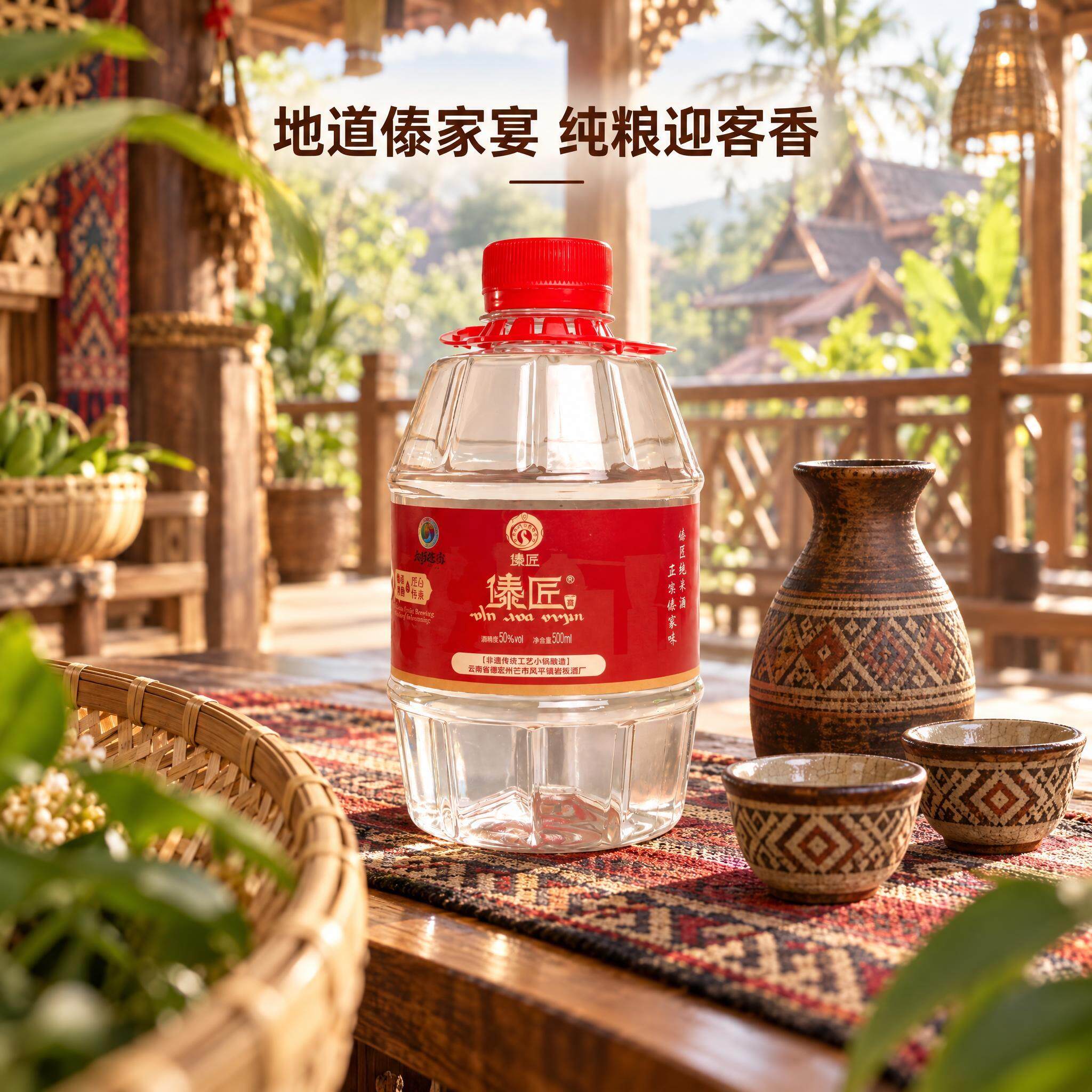 德宏特产傣族非遗古法传承工艺傣匠小锅米酒50度500mL装