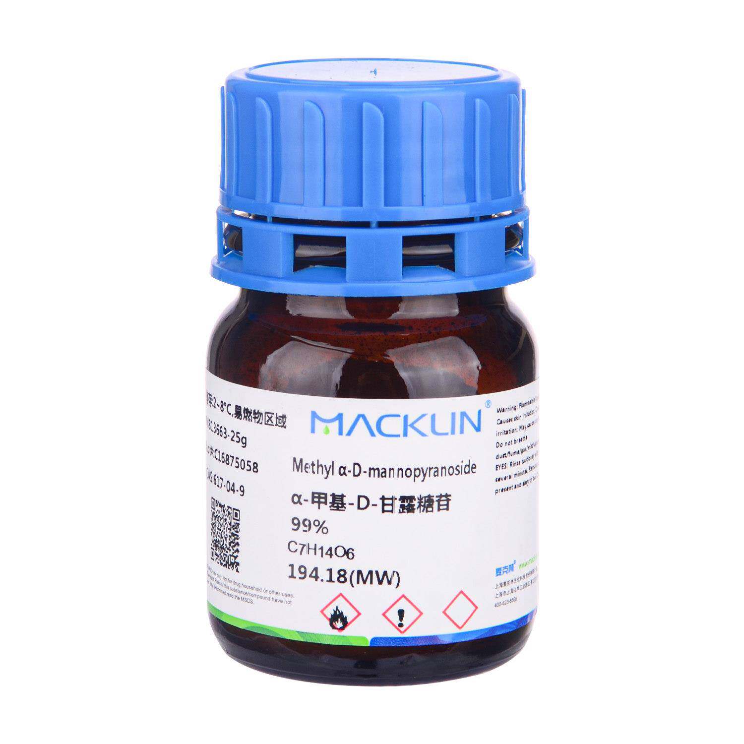 麦克林 α-甲基-D-甘露糖苷99% 25g/瓶 617-04-9实验室化工试剂