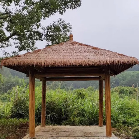 户外茅草凉亭圆顶斗笠蘑菇亭稻草休闲农场防腐木长廊风景区农庄毛