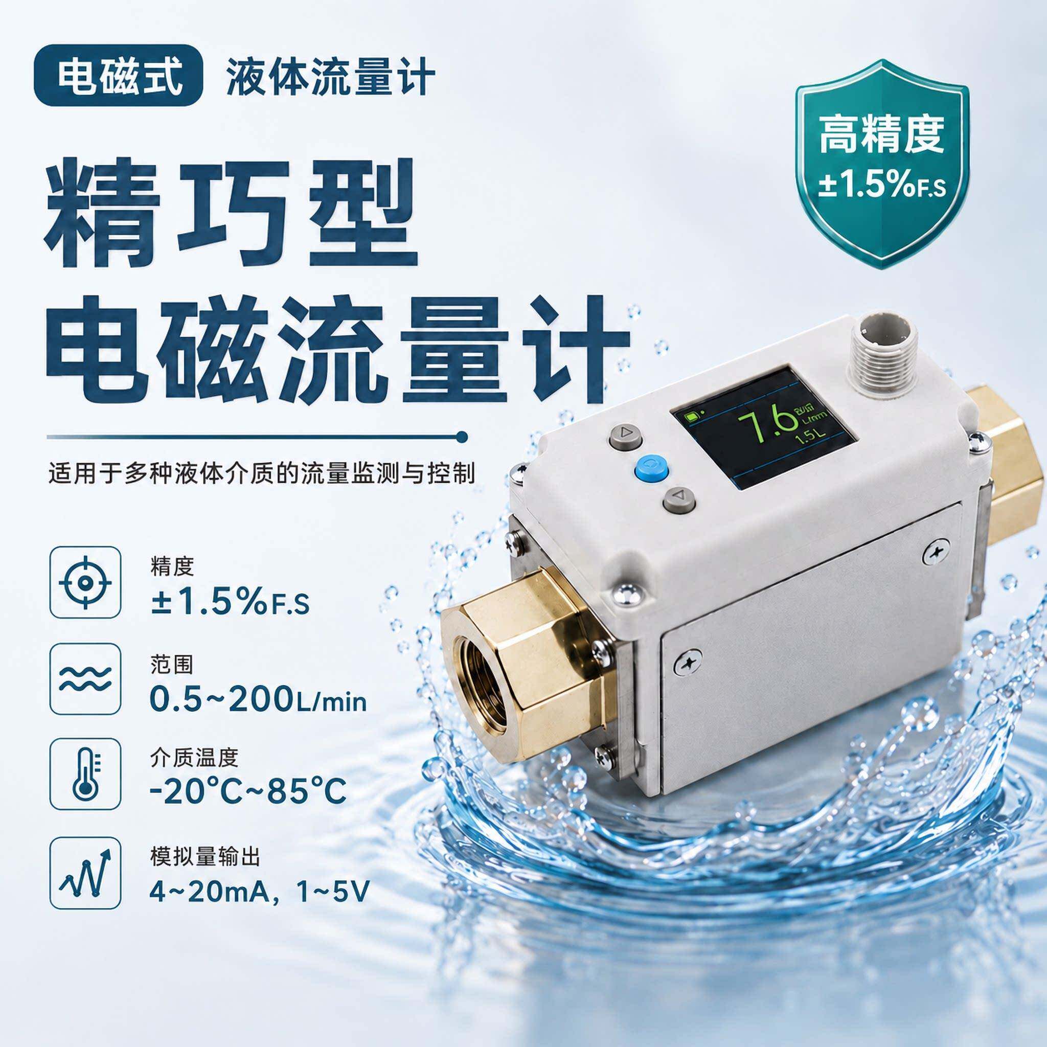 数显电磁流量计高精度管道式水流量开关流量表内螺纹链接SMC替代