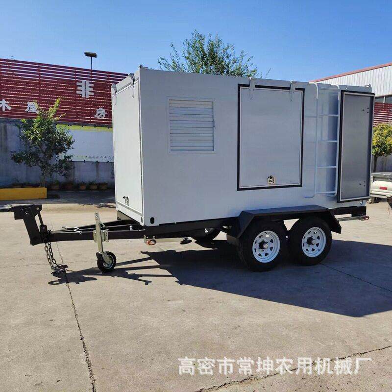 非标定制2吨箱式拖车带雨棚物流台车无动力牵引式四轮箱式拖挂车