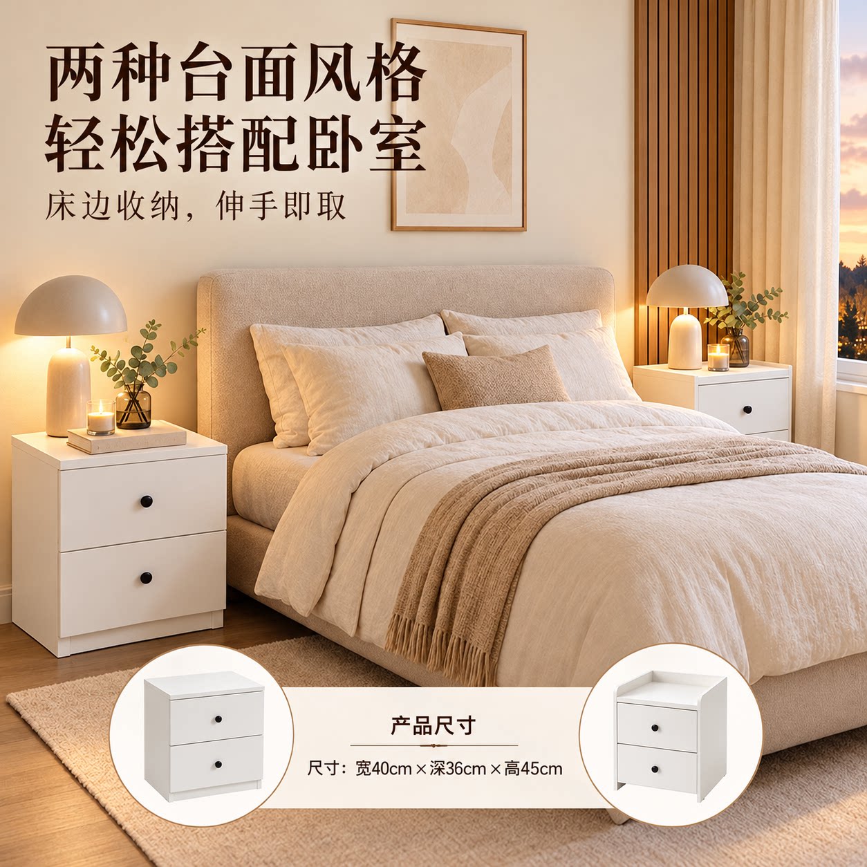 轻奢现代简约床头柜家用卧室边柜