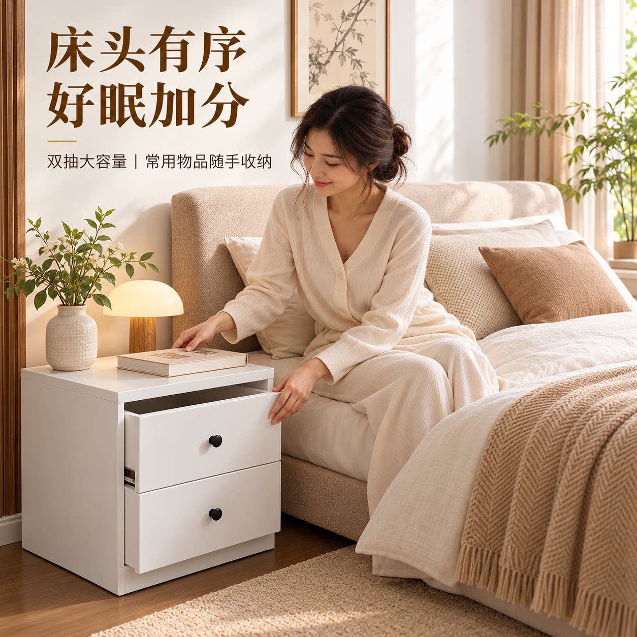 轻奢现代简约床头柜家用卧室边柜