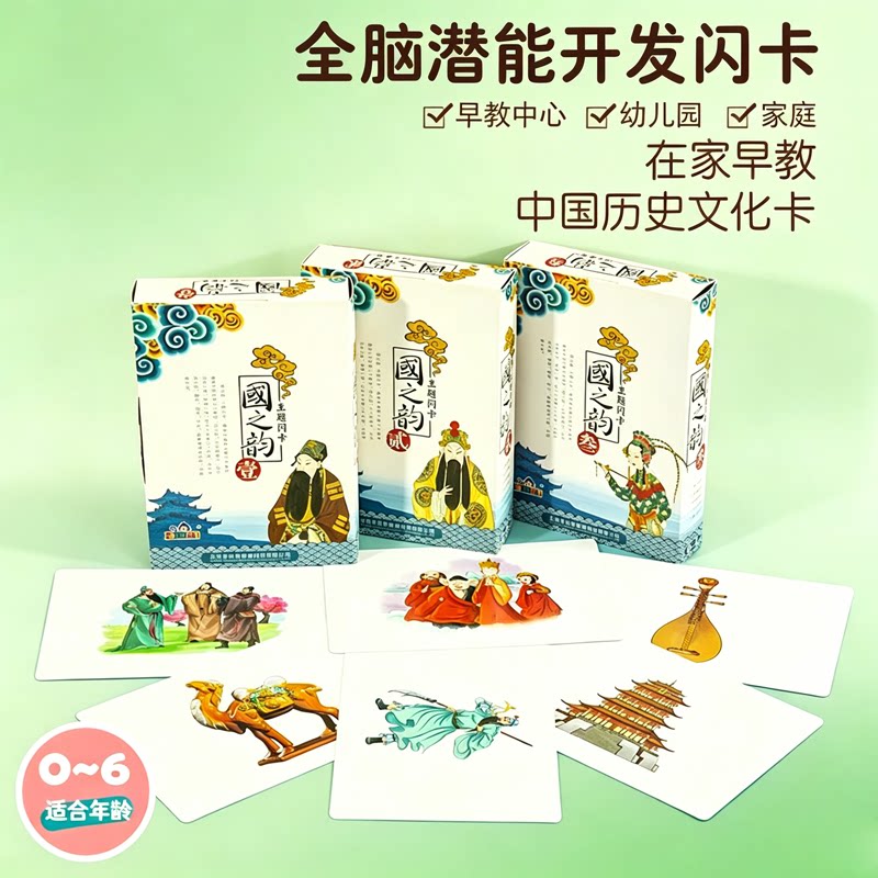 全脑潜能开发闪卡中国历史文化卡幼儿园早教益智玩具国之韵学习卡