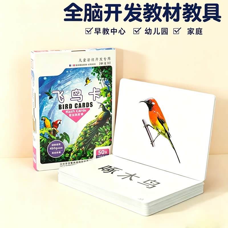 多乐智飞鸟卡认知闪卡早教启蒙卡片幼儿园家庭教学用卡全脑开发