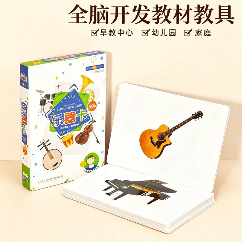 多乐智乐器闪卡早教启蒙卡片儿童认知教学具幼儿园家庭全脑开发