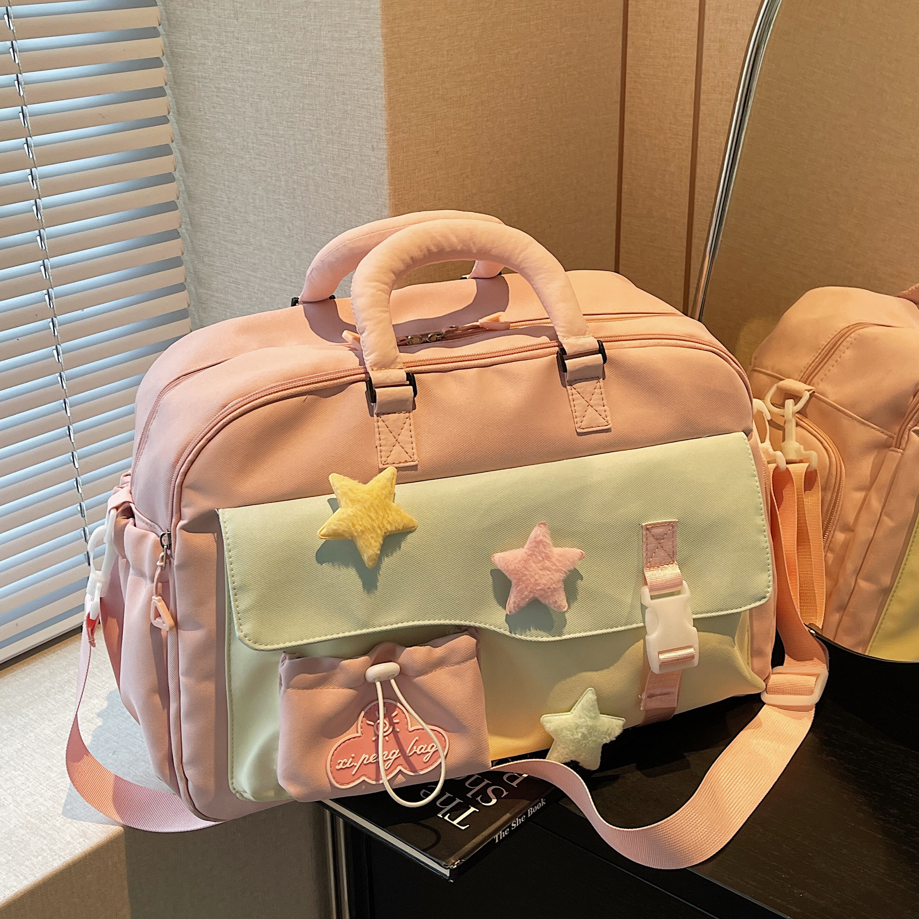 日韩风可爱轻便女手提斜挎旅行袋
