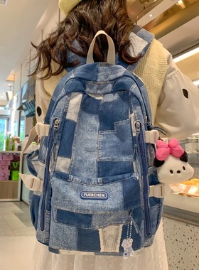 法国Nit Zana格子书包女生小众设计感初中生高中生大学生双肩背包