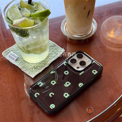韩国博主同款滴胶薄荷绿棕手机壳