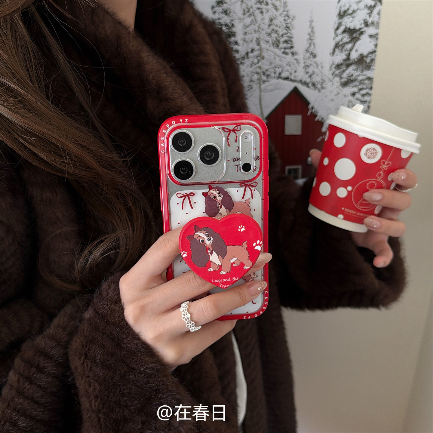 在春日韩系ins新年红丝带波点狗狗手机壳手机壳iPhone17promax全包16promax保护壳新款17pro女生苹果14/15pro