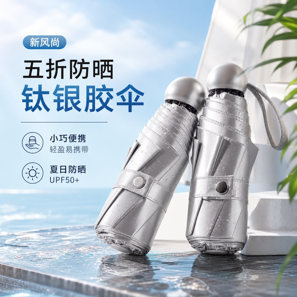钛银0透光加厚晴雨两用伞